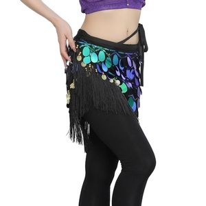 Falda de lentejuelas colorida con diseño de sirena, sexy, triangular, para entrenamiento de baile latino, para disfraces de danza del vientre oriental. - Product Image 3