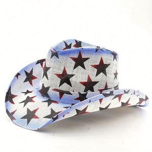 Sombrero de vaquera de paja para mujer, estilo vacaciones, con pintura en aerosol trenzada, con borde doblado y ala ancha flexible, estilo vaquero canadiense - Product Image 4