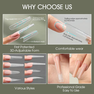 Pointes d'ongles en plastique réutilisables de style français à motif d'amande double forme <span class=keywords><strong>MR</strong></span>, couverture complète, longue durée - Product Image 4