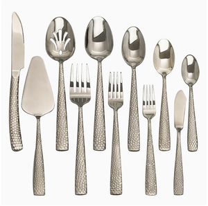 DFU233 Nouveauté Mode Spéciale – Couverts en Acier Inoxydable à Manche Martelé : Couteau de Table, Couteau à Steak, Fourchettes, Fourchettes à Dessert – Personnalisables - Product Image 1