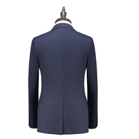 Costume d'affaires bleu marine pour homme, croisé, avec veste et pantalon, pour adultes, en polyester/rayonne, semi-entoilé HK2022-1