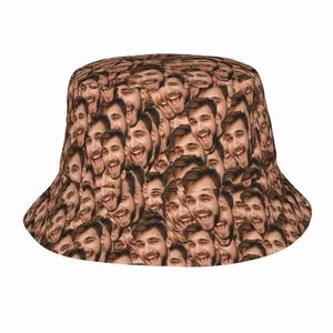 Chapeau Bob Personnalisé Imprimé Photo Style Urbain Amusant en Polyester pour Hommes et Femmes, Idéal Plage et Voyage, Motif Feuille de Dessin Animé - Product Image 4