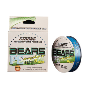 Nouvelle ligne de pêche tressée Element Bears Pe Super 8 brins 100m 6.0 31.2kg haute résistance pour la pêche en mer et les leurres - Product Image 2