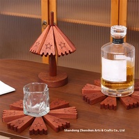 Tapis de table créatif en bois en forme d'arbre Dessous de verre anti-brûlure en bambou massif pour ornements de café Tapis de boisson avec logo imprimé