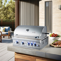Bon prix four à barbecue à gaz en acier inoxydable bouton d'allumage en un clic barbecue extérieur gril à gaz pour la journée en famille avec rôtisserie