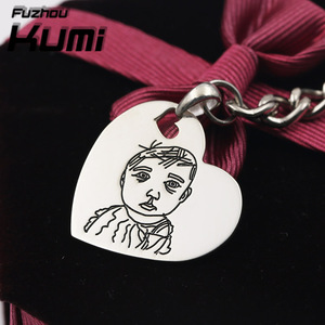 <span class=keywords><strong>925</strong></span> D'<span class=keywords><strong>argento</strong></span> Del Cuore <span class=keywords><strong>Portachiavi</strong></span> Inciso Reale I Bambini di Disegno di Disegno di Arte Gioielli Personalizzati Regalo Memoriale - Product Image 3