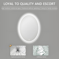 Miroir LED en verre sans cadre avec bord poli à 32 niveaux et film de sécurité, miroir de vanité mural pour mariage et usage domestique