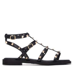 Xti Women's <b>Flat</b> Sandal Black 36 Straps With Studs - Product Image 1