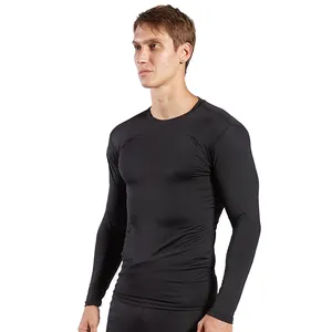 Kaus Olahraga Lengan Panjang Pria, Baju Fitness Gym Kompresi Infusi Tembaga Kualitas Tinggi