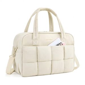 New Arrival 24L Pink Waterproof Quilted Nylon Gym <b>Weekender</b> Tote Puffer Travel Duffle <b>Bag</b> With Laptop Compartment for <b>Women</b> - Product Image 4