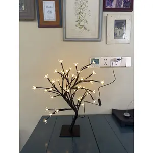 Decoración navideña Led Light Diy Árbol de abedul iluminado Mesa Árbol de decoración artificial