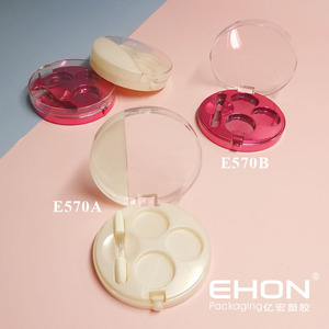 Unique Portable 3 Colors Built-in <b>Makeup</b> <b>Brush</b> Eyeshadow Empty Clear Lid Blush Container ABS Cylinder Plastic Eye Shadow - Product Image 1