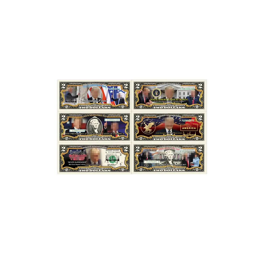カスタマイズされた米国の元大統領のマグショット紙の紙幣2ドルの紙幣紙幣非通貨の収集可能なDonaldtrumpp紙カード