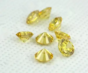5A Yellow Round Cut CZ High Quality Hot Selling Loose Cubic Zirconia Exquisite Synthetic