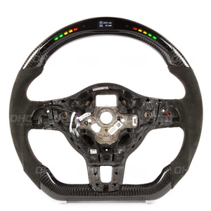 พวงมาลัย LED RPM สำหรับ VW <span class=keywords><strong>Golf</strong></span> 6 GTI MK6 VW Polo GTI <span class=keywords><strong>Scirocco</strong></span> <span class=keywords><strong>R</strong></span> Passat CC <span class=keywords><strong>R</strong></span>-Line 2010 พวงมาลัยคาร์บอน - Product Image 1