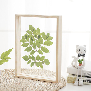 7"Wholesale Specimen natural Wooden Photo Frame Double-sided Transparent High Definition acrylic dry flower shadow box frame