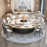 Table à manger ronde électrique moderne de luxe, grande table de restaurant pour grande famille ou hôtel avec 8, 10 ou 12 places