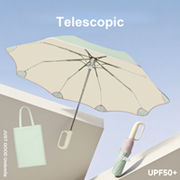 Parapluie de protection solaire UPF50+ automatique à 3 plis avec poignée à boucle annulaire, personnalisable avec logo, vente en gros, idéal pour femmes, étudiantes et activités de plein air