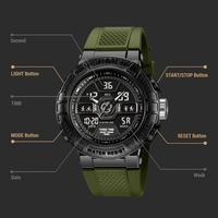 Skmei jam tangan 2227 pria, arloji olahraga anti air 50M Quartz, tampilan ganda Digital Stopwatch untuk lelaki