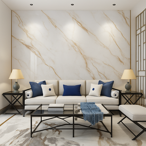 Moderne Lastre in Pietra Sinterizzata 1200X2400, Pavimento in <span class=keywords><strong>Marmo</strong></span> Bianco <span class=keywords><strong>di</strong></span> Carrara, Porcellana per Pareti, Pietra Artificiale per Sfondo Soggiorno - Product Image 3