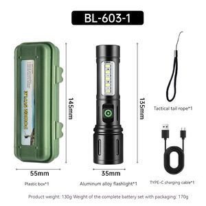 Lampe de poche extérieure à zoom rétractable en alliage d'aluminium Lampe de poche COB avec lumière latérale - Product Image 4