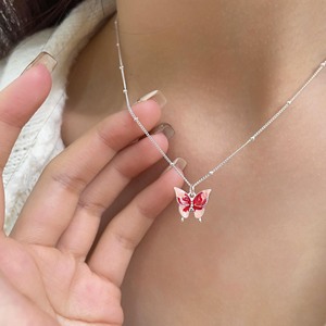 Collar con colgante de mariposa de plata de ley S925 con engaste pavé para mujer, regalo, joyería, accesorio de moda - Product Image 4