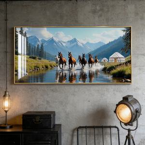 Peintures murales personnalisées en porcelaine cristalline de chevaux, décorations d'intérieur, tableaux encadrés d'animaux, décoration de salon, impression HD - Product Image 4