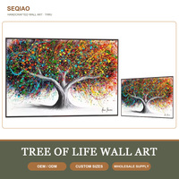 Tableau mural abstrait peint à la main, arbre sur toile, peinture éclaboussée colorée, expressionniste moderne, décoration pour la maison, le salon, le bureau, cadeau