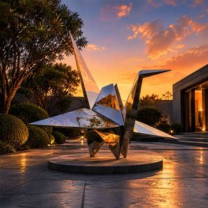 Escultura de Grulla de Origami en Acero Inoxidable, Decoración de Jardín para Exteriores, Estatua de Arte Geométrico Abstracto Moderno - Product Image 3