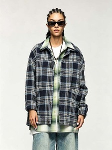 Chemise-veste à <span class=keywords><strong>carreaux</strong></span> vintage pour <span class=keywords><strong>homme</strong></span>, streetwear, coupe ample, manches longues, boutonnée, décontractée - Product Image 1