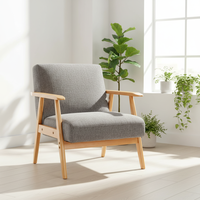 Fauteuil moderne CARLFORD en bois massif avec tissu en daim et bois massif pour salon et chambre à coucher