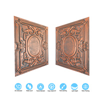 Luces de azulejo de techo PL15 Techos de PVC pintados de estaño de imitación de cobre rústico para decoración de interiores Cuadrado impermeable para uso en hoteles