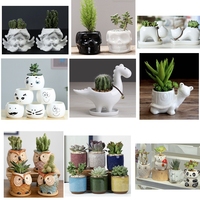 Mini pot de plante en céramique en forme d'animal (chat, éléphant, chien) pour plantes succulentes, pour le bureau, maison et jardin