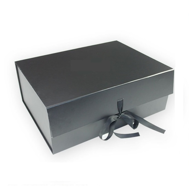 Factory Supply Custom Logo Luxury Printed Small Black A4 Gift Ribbon Packaging Gift Paper Boxes