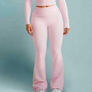 Leggings <span class=keywords><strong>Yoga</strong></span> a Gamba Larga in Nylon Personalizzati con Vita Pieghevole, Abbigliamento per Fitness, Palestra e Pilates, <span class=keywords><strong>Pantaloni</strong></span> <span class=keywords><strong>Yoga</strong></span> a Zampa - Product Image 5