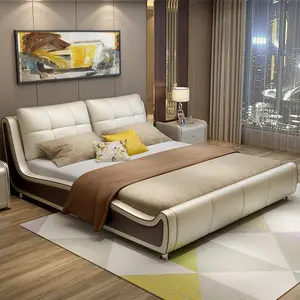 CBMmart direct factory Hot selling modern design bedroom furniture upholstered leather bed luxury bed furniture bedroom