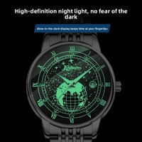 Montre à quartz pour homme, cadran de 43 mm, aiguille de 22 mm, boîtier en alliage, bracelet en acier inoxydable, verre minéral renforcé, lumineux, résistant à l'eau jusqu'à 30 m