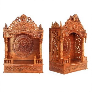 Indian Carved Teak Wood Temple <b>Mandir</b> Hand-Carved Hindu Temple with Storage Drawer Handcrafted Wooden Temple <b>Mandir</b> Australia - Product Image 1