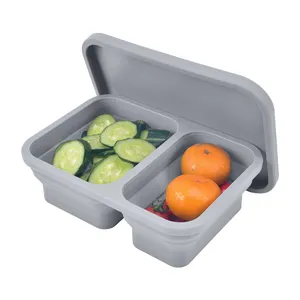 热卖硅胶可折叠便当盒定制儿童食品午餐盒婴儿硅胶板婴儿喂养