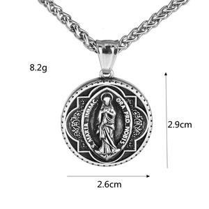 Collar con colgante de la Virgen María de acero inoxidable para hombre, regalo religioso, joyería de estilo europeo - Product Image 5