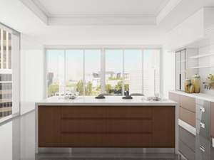 Modern Custom Kitchen Cabinets with Melamine Finish Plywood Laminate Countertops Includes Backsplash-for Home Use - Product Image 4