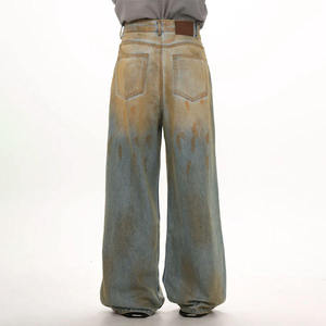 กางเกงยีนส์ทรงหลวมสไตล์ Y2K รุ่น Heavyweight สำหรับสตรีทแวร์ ฮิปฮอป ลุคสกปรก ล้างสีแบบ Dirty Mud Wash ทรงขากว้างตรง ดีไซน์ล่าสุด - Product Image 4