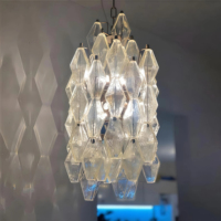 JYLIGHTING Lustre suspendu en verre et acier inoxydable français, personnalisé sur mesure pour hôtel, toute la maison, style diamant