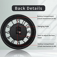 Horloge murale de luxe de 18 pouces, couleur bronze doré brun foncé, style arabe, pour la décoration de la maison, horloge à aiguilles à quartz à face unique, CE RoHs