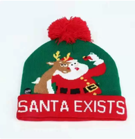 Cappello Natalizio in Acrilico Lavorato a Maglia Personalizzato con Luci LED, Cappello di Babbo Natale Luminoso per Adulti e Bambini