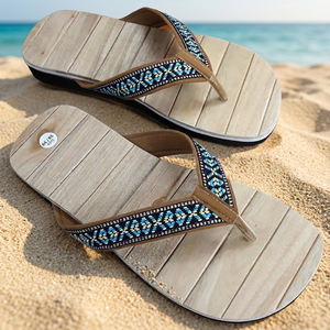 Women's Outdoor Warm Seagrass Flip Flop <b>Slippers</b> Breathable Midsole Massage Feature Anti-Odor Sweat-Absorbent Made Cinnamon - Product Image 3