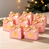 Kotak Hadiah Natal Berlapis Emas 11.5x4.5x10cm Pita Satin Tas Hadiah Kecil untuk Permen Cokelat Natal Pesta Pernikahan
