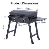 Barbecue à gaz double brûleur en acier inoxydable 304, plaque de cuisson plate, station de cuisine extérieure au propane avec couvercle pliable pour camping-car et voyages