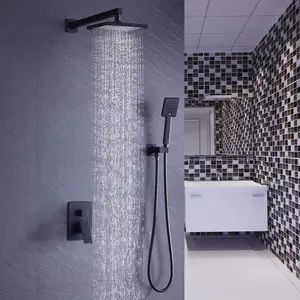 Manufacturer Faucet Aquacubic CUPC Shower System Valve And Trim Kit Matte Black Faucet Set Rain Shower Head With Handheld Shower Faucet