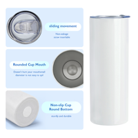 Entrepôt USA – Prêt à expédier – Lot de 50 gobelets droits et fins en acier inoxydable blanc de 20 oz pour sublimation, avec paille, idéal pour un cadeau